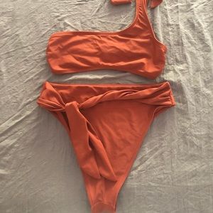 High Leg, High Waist One Shoulder Bikini